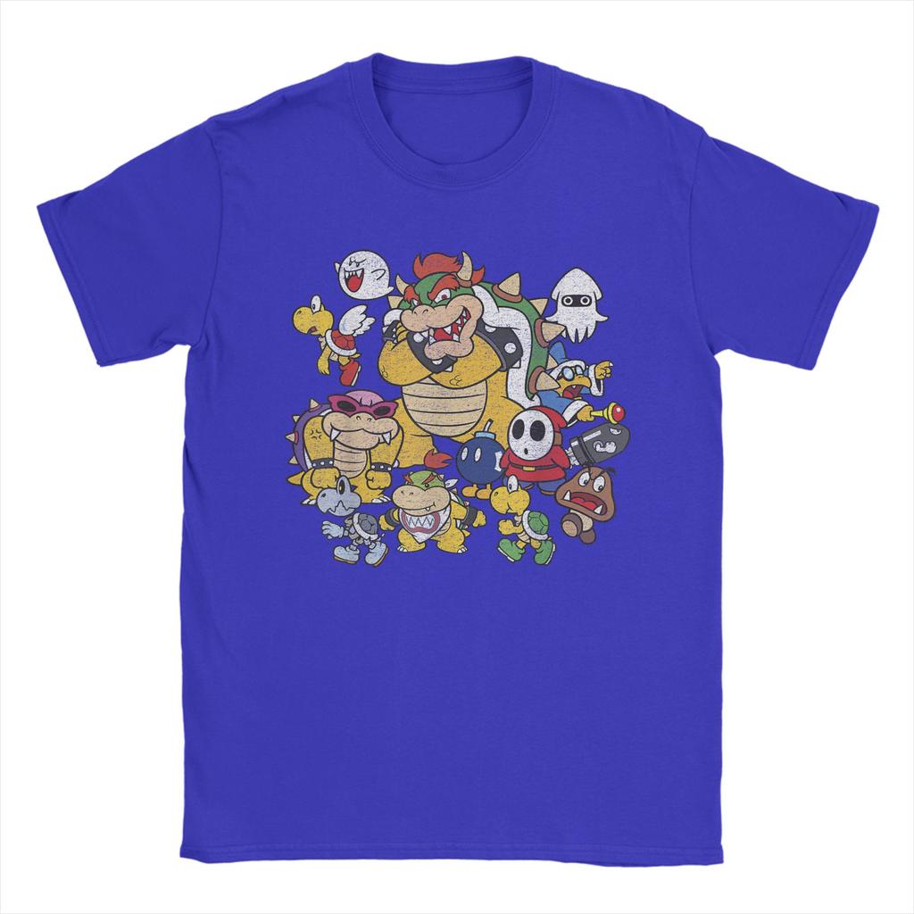 Super Marios Bowser Enemy Group Shot T Shirt for Men 100 Cotton Awesome TShirts Tee Shirt Short Sleeve Clothes Plus Size