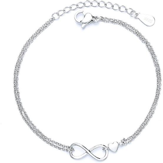 kelistom 925 Sterling Silver Bracelets for Women Teens, Love Heart Charm Chain Bracelet Bangle Fashion Jewelry Gifts