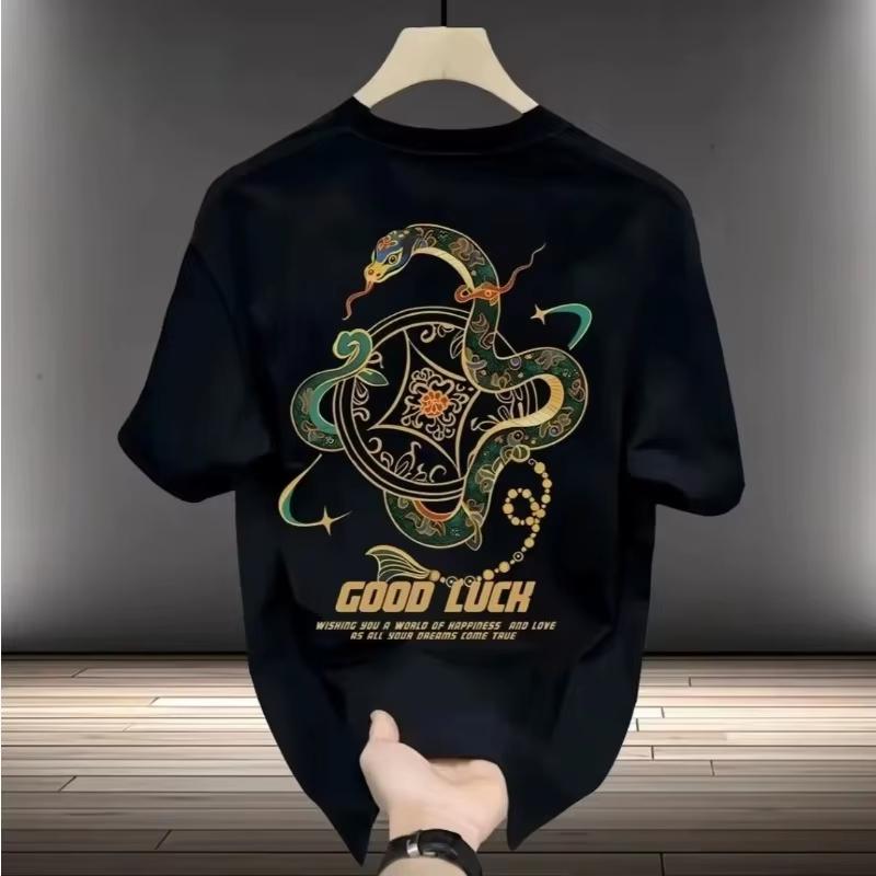Unisexs Cotton Fitted Tshirts 3XL Black T Shirt Summer Wear Casual for Unisex Anime Snake Print Tee Shirts White Unisex Clothing