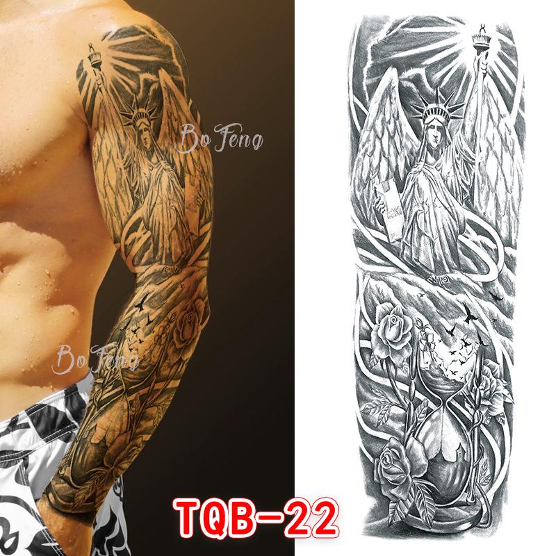 Waterproof Full Arm Floral Tattoo Stickers - Cross-Border Design for Europe & America