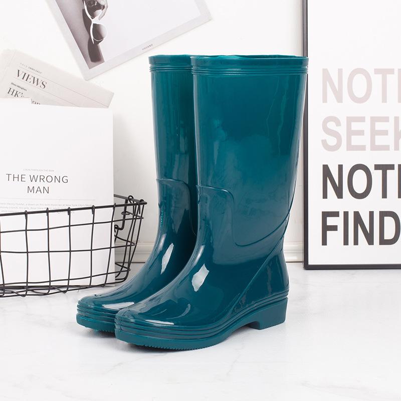 Golden Elephant Water Shoes Women's High Tube Without Lining Quick-drying Rain Shoes Adult High Heel Waterproof Glue Shoes Work Shoes Low Heel