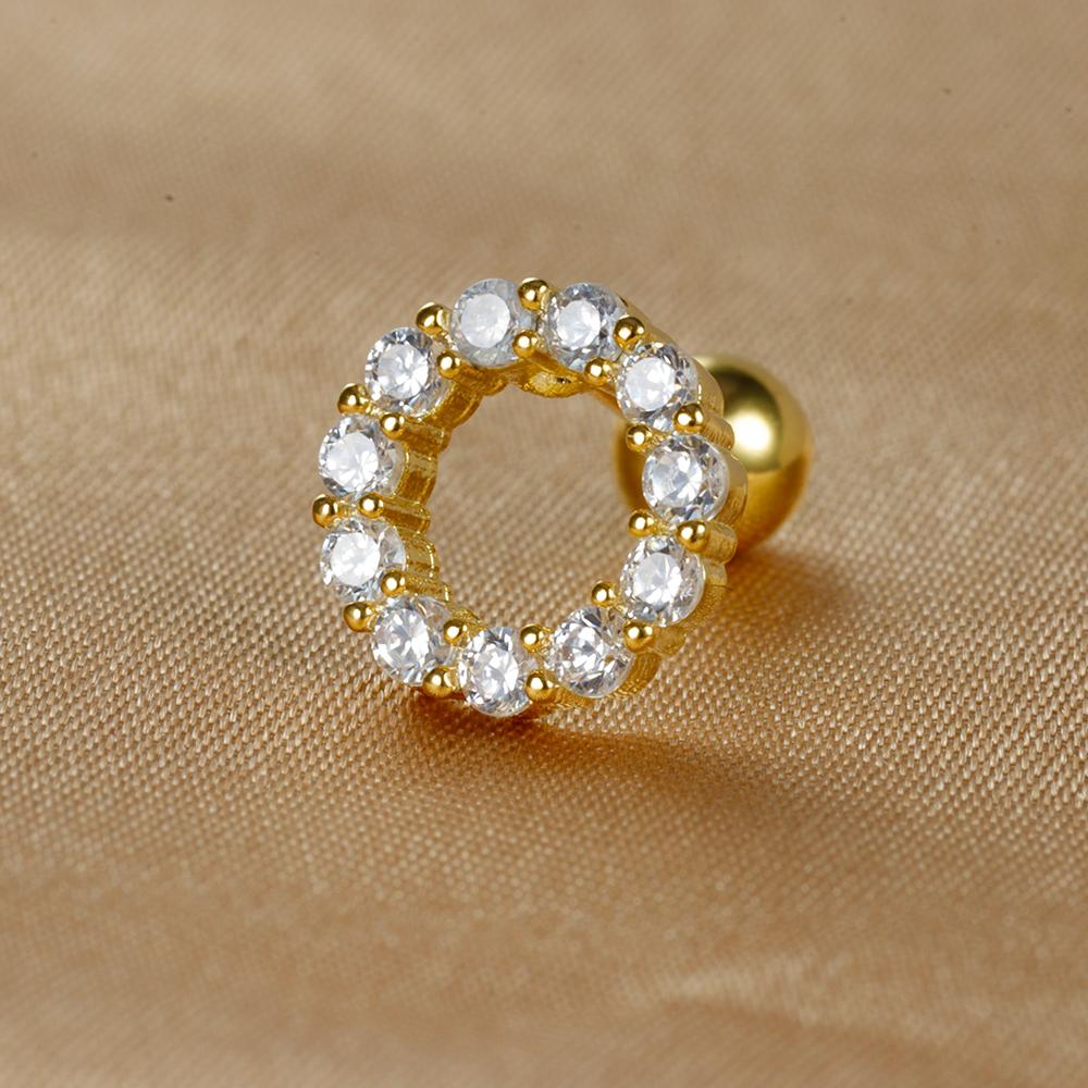 1 Stück Edelstahl Mond Kreuz Kleine Ohrstecker Winziger Zirkonia Ohrläppchen Tragus Helix Knorpel Piercing Ohrring Schmuck