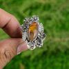 Natural Golden Pietersite Statement Flower Adjustable Ring 925 Silver