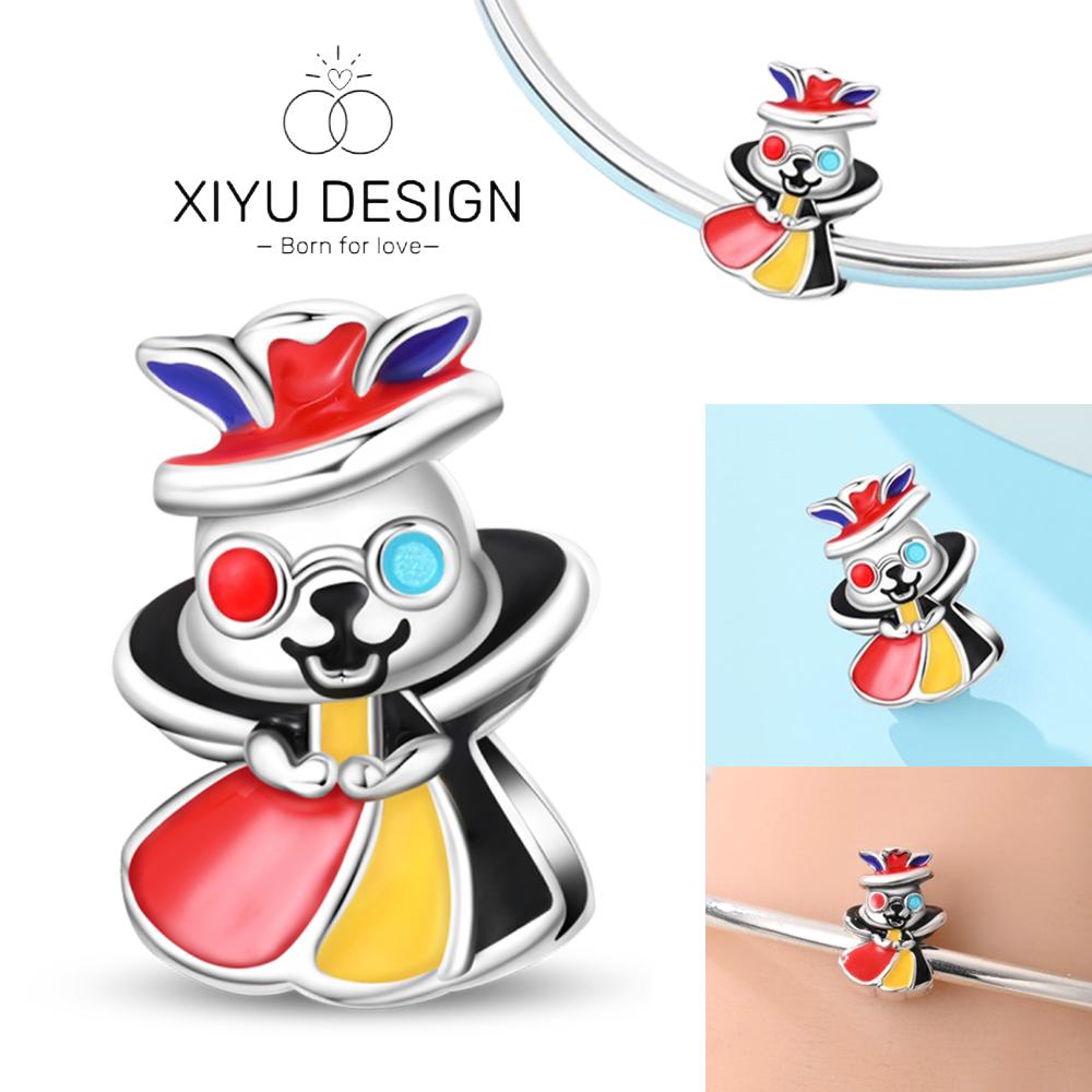 Magical Animals Copper Cute Naughty Rabbit Cat Charms Luminous Beads Fit For The Brand'S Diy Bracelet Women Jewelry Gifts