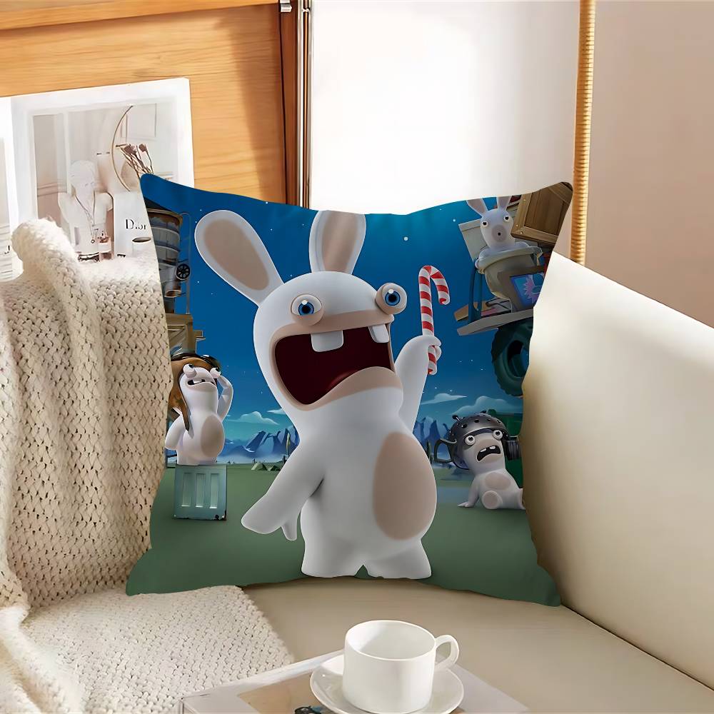 

CUTE Cartoon I-InvasionS Rabbids Pillow Case Removable Washable Cushion Cover – All-Season Soft Linen 12x12Inch