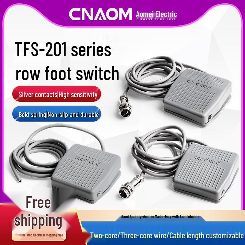 TFS-201 Plastic Foot Switch, 2m Cable, Pedal-Operated, Aviation Plug, Two/Three-Core Options