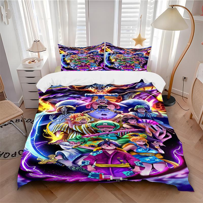 One Piece: Stampede Poster Bedding Set Comforter Cover Gift for Bedroom,Includes 1 Cover and 2 Pillowcases, No InsertB545