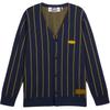 Logo Striped Single-Breasted V-Neck Long Sleeve Knit Sweater Men Sweater Navy-Blue 628239-01
