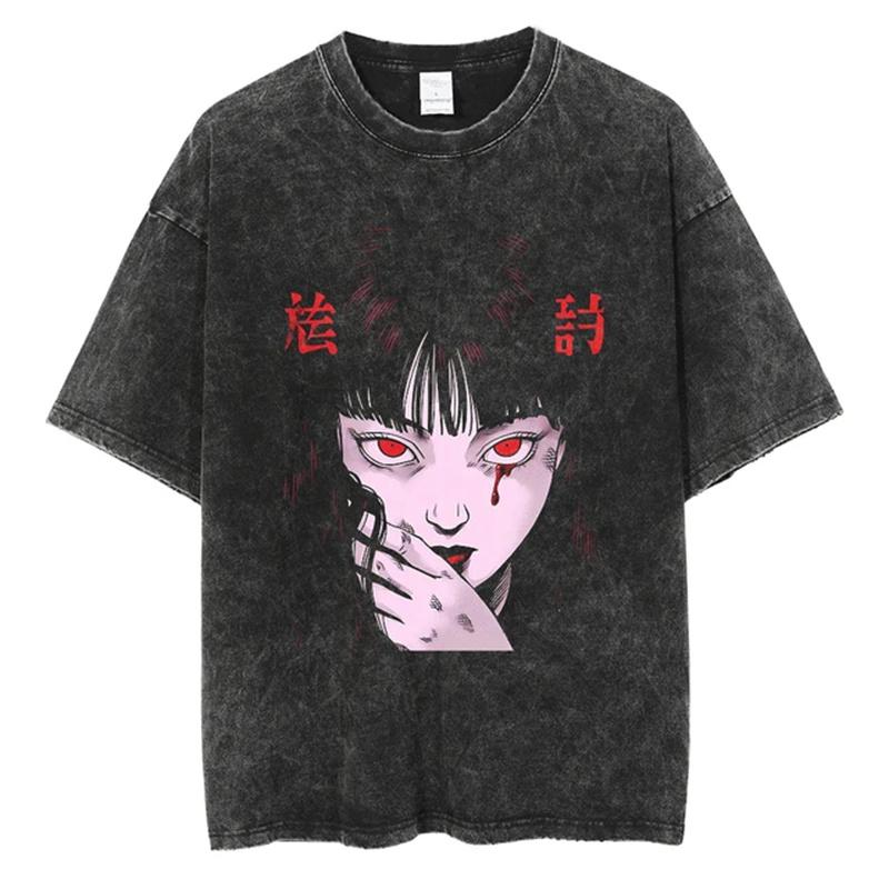 Streetwear Oversize Acid Tričko Pro Muže Ženy Thriller Komiksová Grafika Tričko Léto Prané Staré FuJiang Anime Top Trička