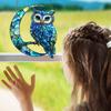 Owl Ornament Stained Glass Blue Green Sun Catcher Enchanting Birds Window Hanging Panel Kitchen Window Decor
