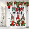 Christmas Gnomes Shower Curtain, Xmas Holiday Cute Gnome Fabric Shower Curtains Set for Bathroom Decoration with Hooks Merry