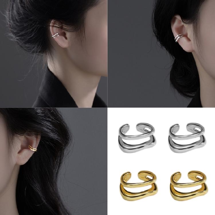 Elegant Irregular Double-Layer Line Ear Clip Comfortable Ear Bone Cuff Unisex Earrings Adornment Unique Christmas Gift
