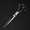 7" 440C High Carbon Steel Straight Hairdressing & Pet Grooming Shears with Diamond Decoration