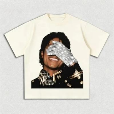 Sommer Michael Jackson Bedrucktes T-Shirt, 100% Baumwolle Rundhals Kurzarm, Hip Hop Mode T-Shirt Für Männer Streetwear Trendige Baumwolle