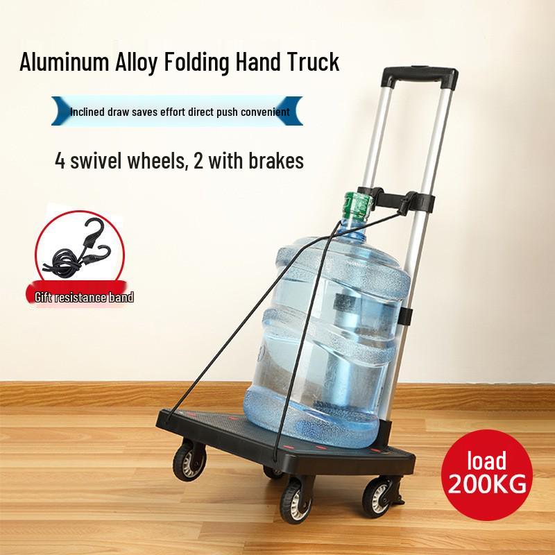 Portable Aluminum Folding Hand Cart with Universal Wheels for Shopping and Home Use