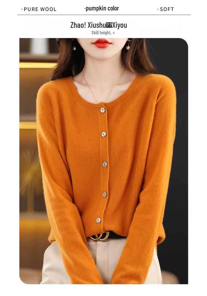 Women's Plus Size Wool Cashmere Cardigan - Cozy Autumn/Winter Knitwear Sweater