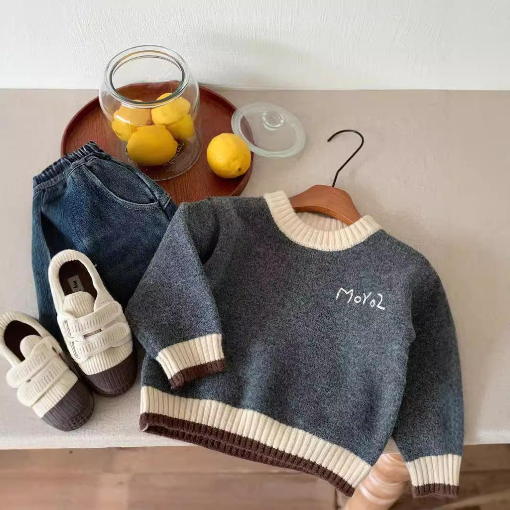 Dětský svetr 2024 zimní korejský celozápasový pletený svetr Dětské oblečení Nová chlapecká bunda vnitřní