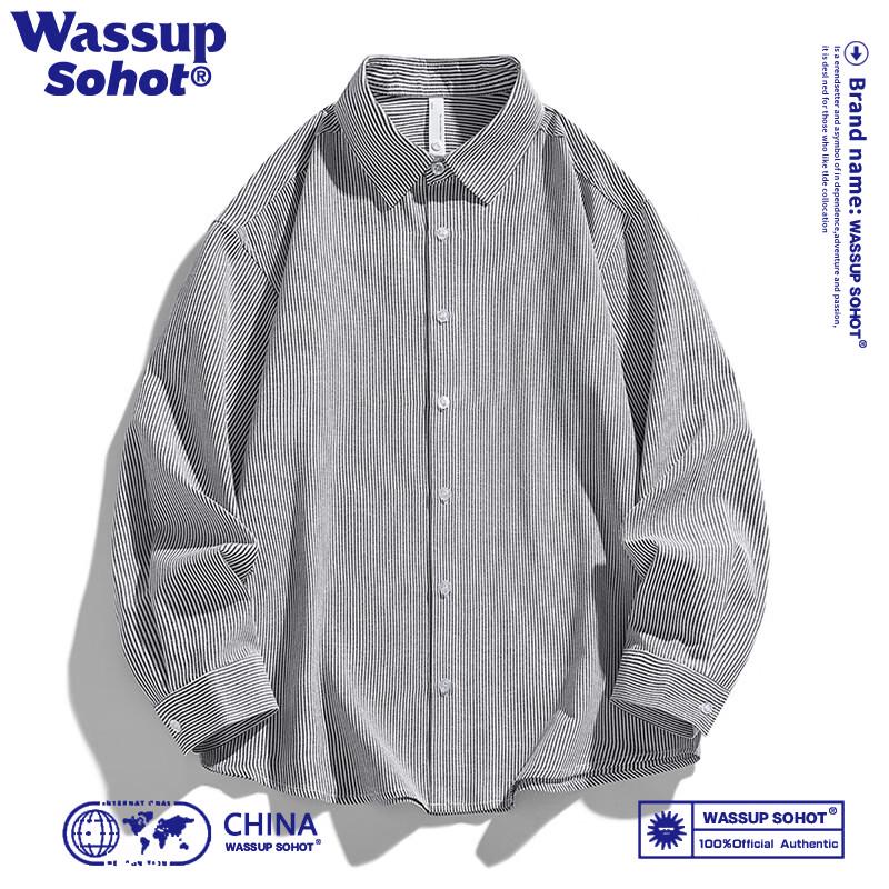 Wassup Sohot Men's Retro Striped Long-Sleeve Shirt