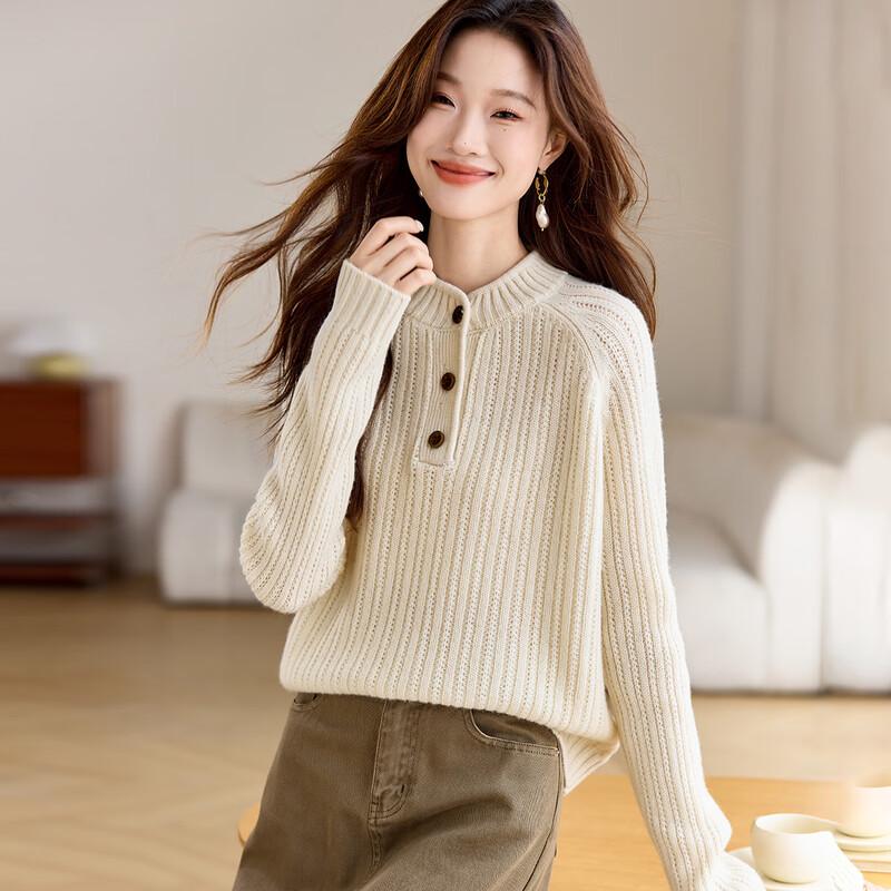 Srcr Women's 100% Wool Ribbed Knit Sweater