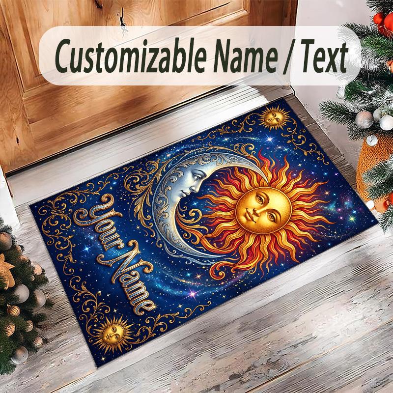 Kosmisches Thema Kristall Samt Boden Teppich Personalisierter Benutzerdefinierter Name Text Warmer Teppich Heimdekoration