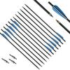 12PCS 20inch Carbon Bolts Crossbows Arrows With TPU Vanes, Screw-in Arrowhead/Tip Carbon Shaft Crossbows
