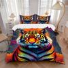 3pcs Colorful Tiger Duvet Cover Set, 1 Duvet Cover + 2 Pillowcases (No Insert), High-Definition Print, Home & Dorm Yy251123001