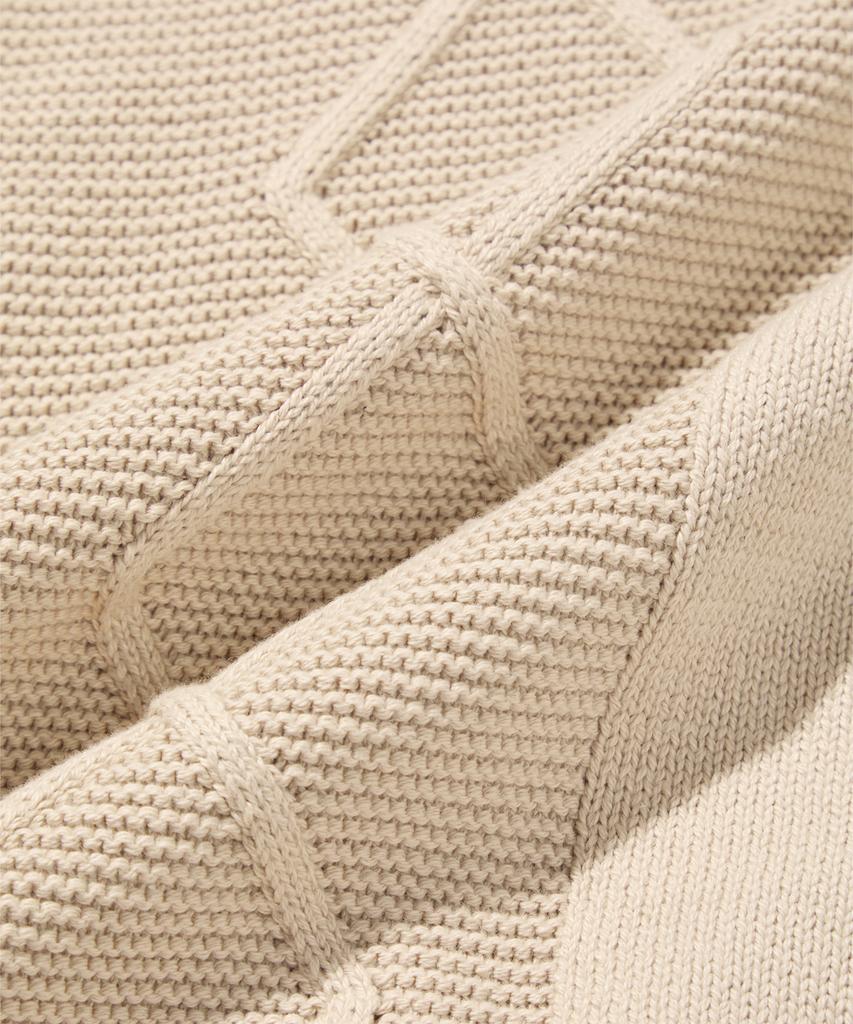Amfeast Bold Cable Cotton Knit Zip-Up Hoodie Cream