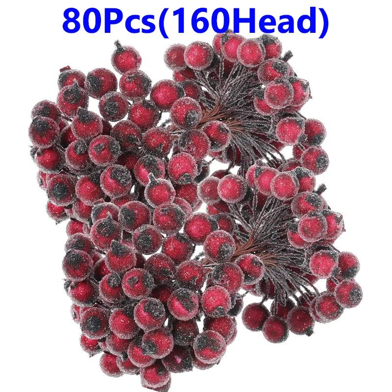 Wholesale Artificial Holly Berries Christmas Frosted Red Fake Berry Simulation DIY Wreath Mini Berries Flowers Xmas Party Decor
