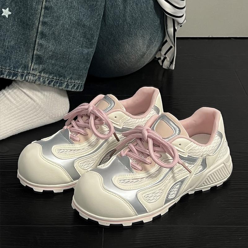 Versatile platform women's spring and summer new retro lace-up breathable height-increasing sports and leisure shoes