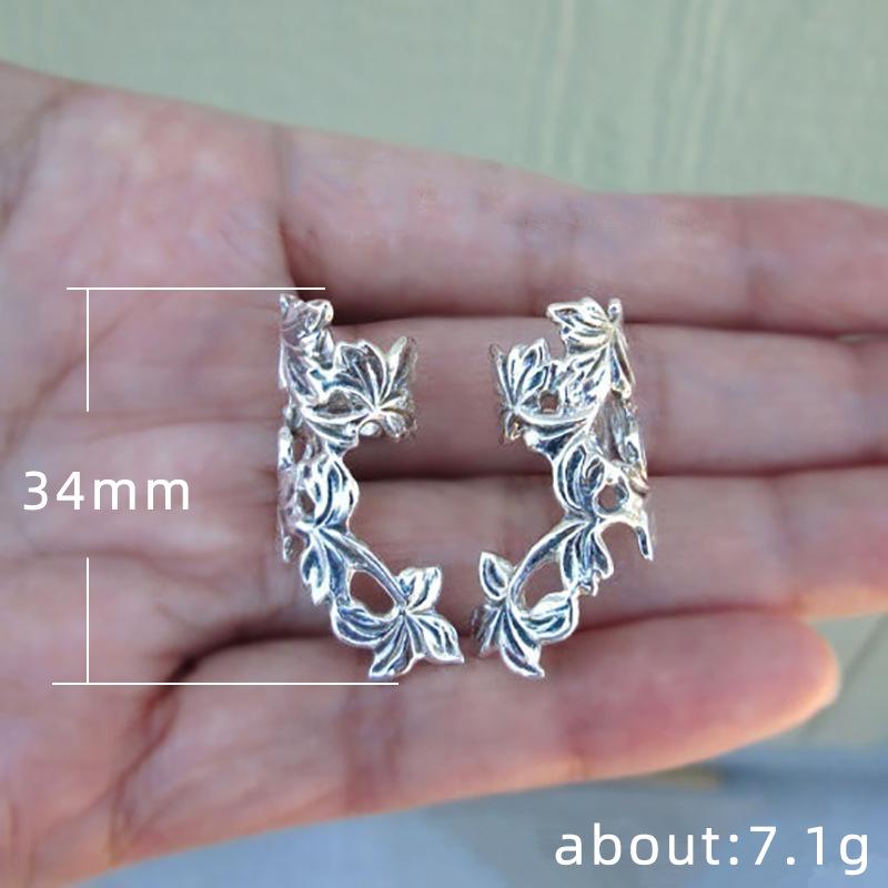 Wind Retro Hollow Copper Electroplated Ear Clips, Leaves Without Ear Piercings, Ear Bone Clips For Women, Fashion Earrings And Earrings.