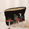 New Mushroom Print Cosmetic Bag Zipper Corduroy Storage Bag Large Capacity Coin Purse