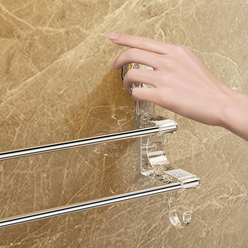 Removable Stainless Steel Suction Cup Towel Rack Bedroom Bathroom Special Punch-free Storage Rack Silver Suction Cup