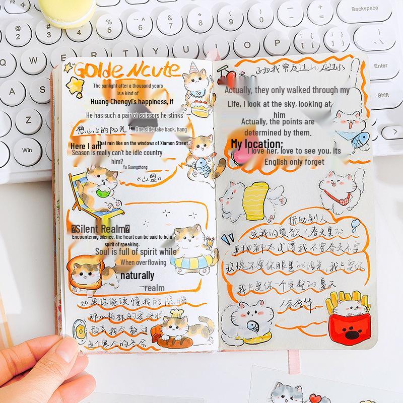 Yuezhen Cute Kitten Cartoon Die-Cut Journal Stickers for Children