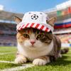 Boné de Beisebol Listrado para Animal de Estimação Bordado de Futebol Chapéu de Gato Respirável Boné de Beisebol para Cachorro com Cordão Ajustável para Cães e Gatos Proteção Solar