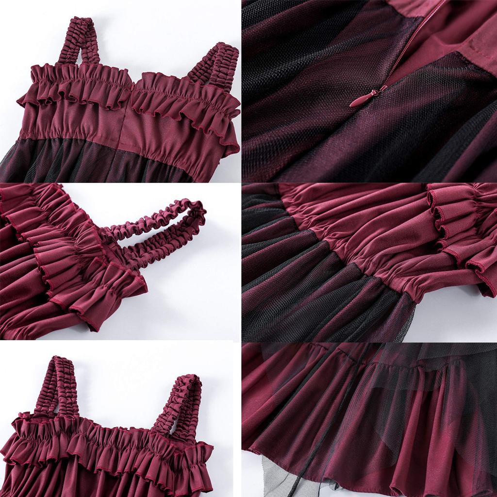 JIURUN Lolita Gothic Lolita Jumper Plus Mori Sweet Sash Gothic Lady Red One-Piece Costume, Skirt, Cosplay, Anime, Size, Girl, Lolita, Outerwear,