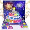 Cartões de Aniversário Fogos de Artifício Bolo Pop-Up Soprável Luz e Música Cartão Feliz Aniversário Presentes para Mulheres Homens Mãe Crianças