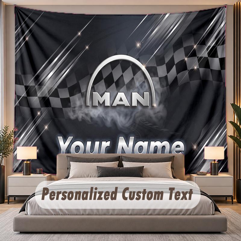 Custom Name Text Tapestry MAN Truck Personalized Polyester Wall Tapestry For Bedroom And Room