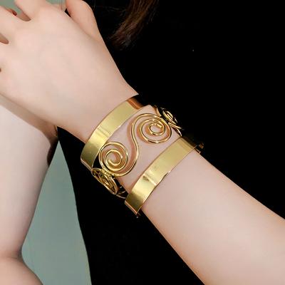 Metallic Pattern Open-Ended Bracelet European and American Personalized Design Bracelet Cold Style Temperament Wild Bracelet for Women