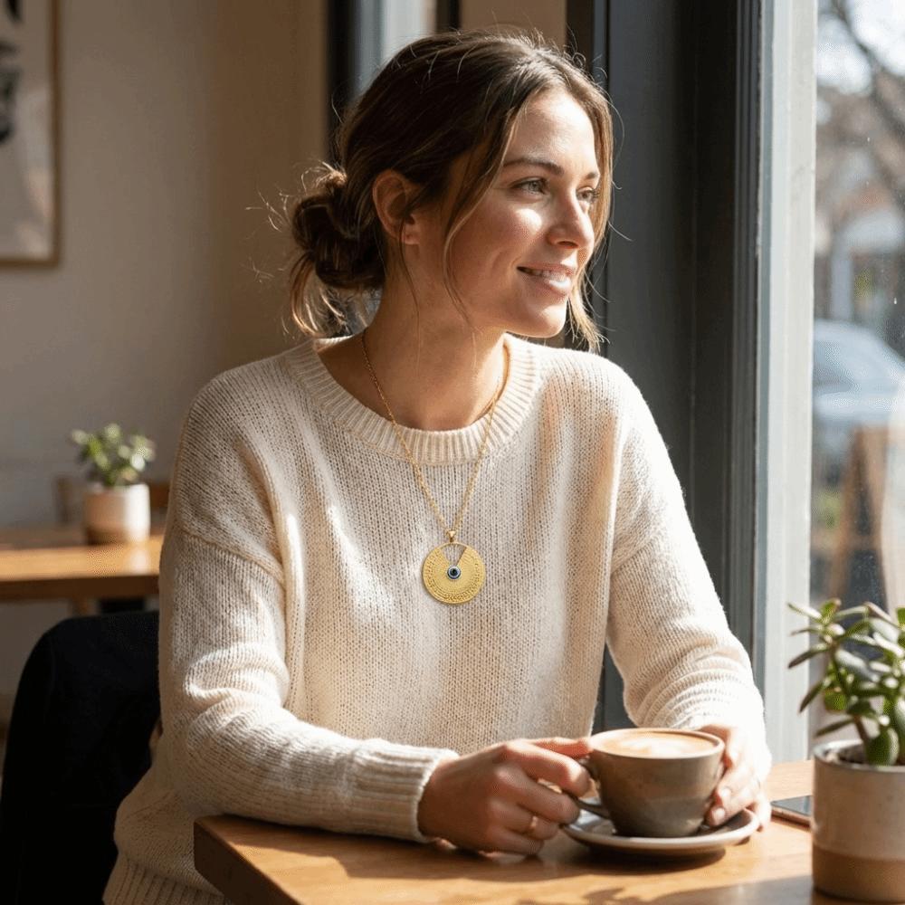 Retro Style Charm Demon Eye Necklace Minimalist Geometric Jewelry Wedding