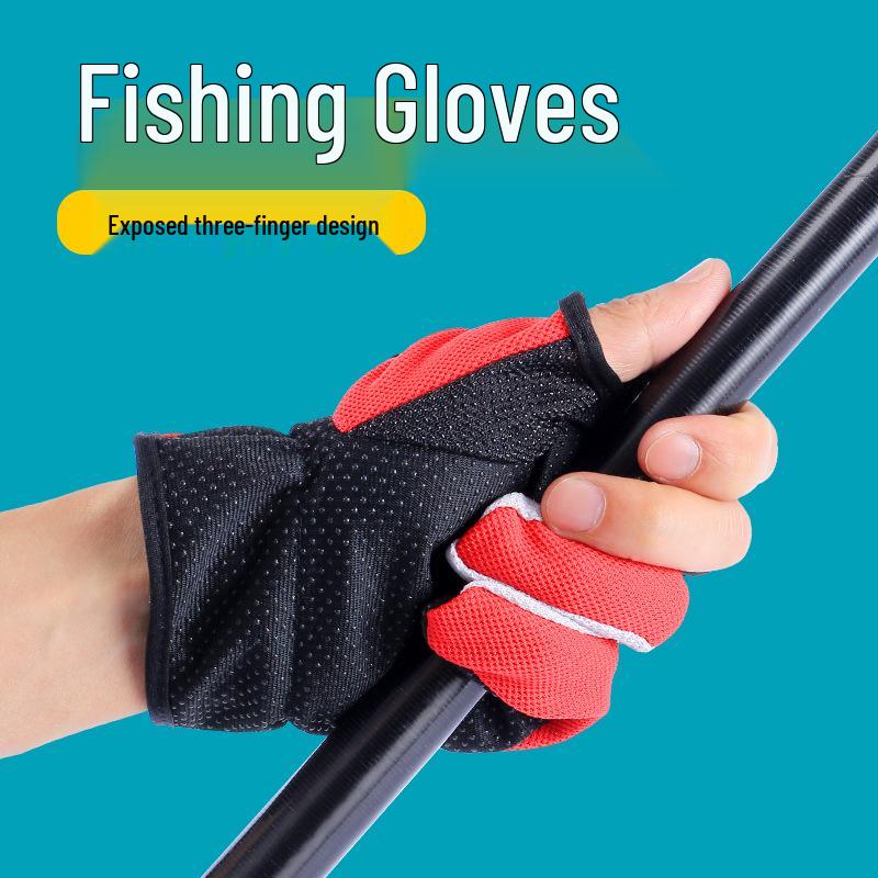 Men's Summer Sun Protection Anti-Slip Fingerless Fishing Gloves: Thin, Anti-Prick, Anti-Stab, Mosquito-Proof, Ice Silk Lure Design.