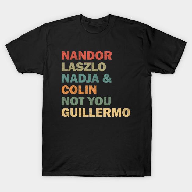 

Мужская черная футболка с принтом Nandor Laszlo Nadja And Colin Not You Guillermo - Retrocolor Печать на термотрансферной бумаге без вырезания Хлопковая футболка 4XL чёрный