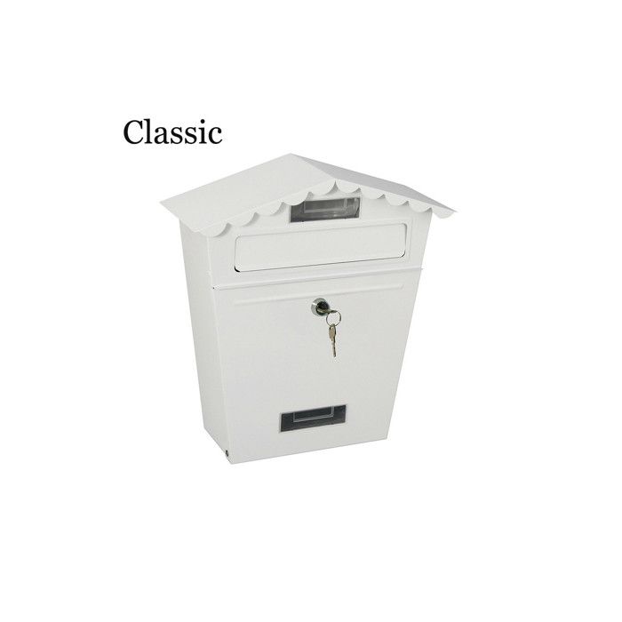 Poštovní schránka - Klasická - Bílá - Nástěnná - Venkovní - Jedinečný zámek