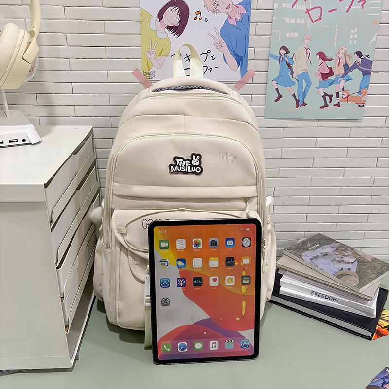 Skolväska med studentbokstavstryck, Stor kapacitet Ryggsäck för Kvinnor