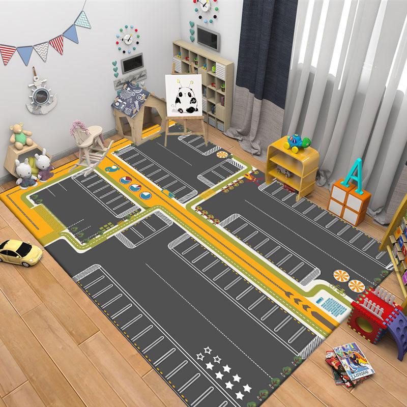 Kids Car Park Theme Crawling Carpets for Living Room Decoration Kids Bedroom Home Decor Sofa Carpet Non Slip Area Rug Floor Mat