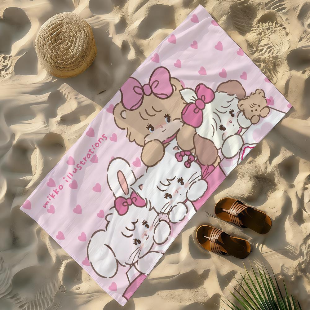 Cartoon M-Mikko Kawaii I-illustrations Towel Soft Lightweight Anti-Sand Large Beach Towel Quick-Drying Bath Sports Family