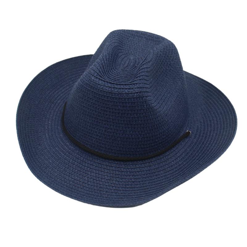 New Western Cowboy Straw Hat For Men Solid Curling Brim Beach Sun Hats Summer Women Panama Cowgirl Jazz Caps