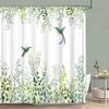 Sage Green Shower Curtain Plant Botanical Eucalyptus Leaf Watercolor Greenery Leaves Floral Bath Curtains Fabric Bathroom Decor