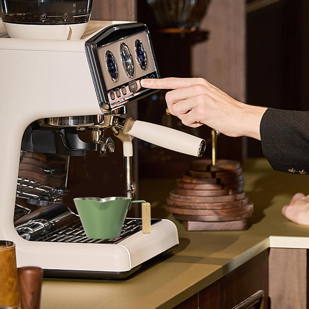 Coffee Measuring Cup 100ml Double Spout Brewing Mug With Scale Stainless Coffee Pour Cup With Handle For Cafe Tea Milk Home