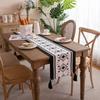 Geometric Fringed Dining Table Tablecloth Polyester Color Woven Jacquard Black And White Checkerboard Flower Table Flag