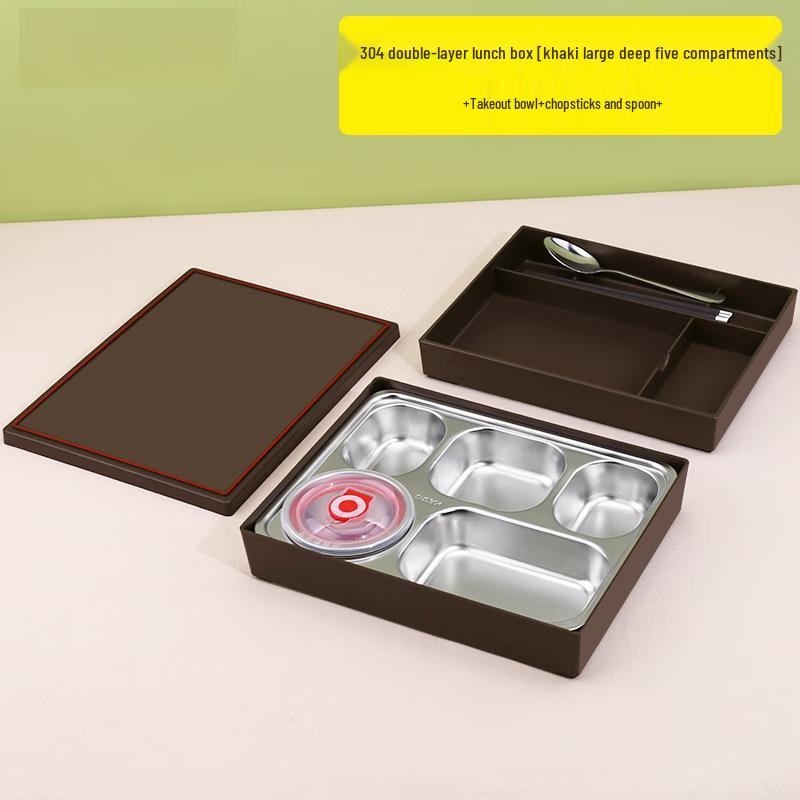 Xiaoyueya Japanese Style 304 Stainless Steel Double-Layer Bento Box